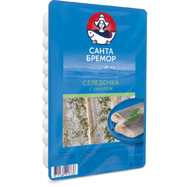 Սառեցվծ և թարմ ձկներ Ծովատառեխի ֆիլե Սանտա Բրեմոր Սամիթով յուղի մեջ 240գր