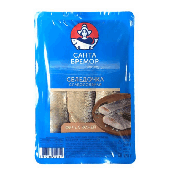 Охлаждённая и замороженная рыба Ծովատառեխի ֆիլե կաշիյով Սանտա Բրեմոր թուլաղիացված 240գր