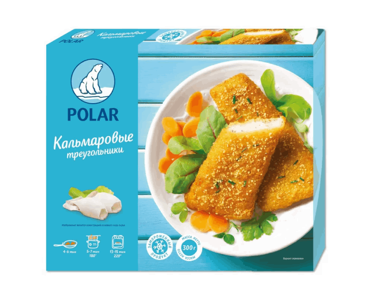 Frozen seafood Կալմարի եռանկյունիներ խմորապատ 0,300գ  K 54